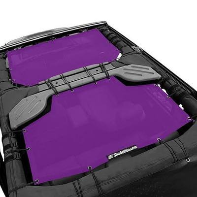 JK Sun Shade Top Compatible with Jeep Wrangler Sunshade Mesh Roof Purple | Front+Rear 2pcs, Fit 2007-2018 JKU 4 Door, Block UV, Reduce Wind Noise, Easy Install, 10 Year Warranty