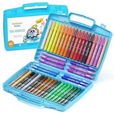 Shuttle Art 48 Colors Gel Crayons for Toddlers, Non-Toxic Crayons Set with 1 Brush and Foldable Case for Kids Children Coloring, Crayon-Pastel-Watercolor Effect, Ideal for Window Paper Glass