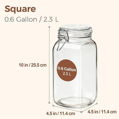 ComSaf Large Square Glass Jars with Airtight Lids 78 oz 3 Pack Wide Mouth | Flour sugar rice, Coffee storage, Pantry organization, Large capacity, Cabinet organization, Dry goods, Sourdough pickling