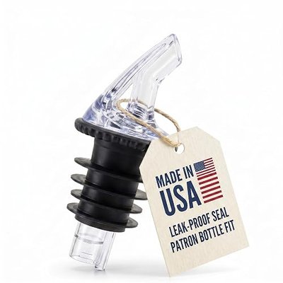 Speed Pourer - Patron Pour Spout - Made 100% In The USA. Free Flow Bar Spouts That Don't Leak - No Cracks, Just A Smooth Cocktail Pour Every Time. (Clear)