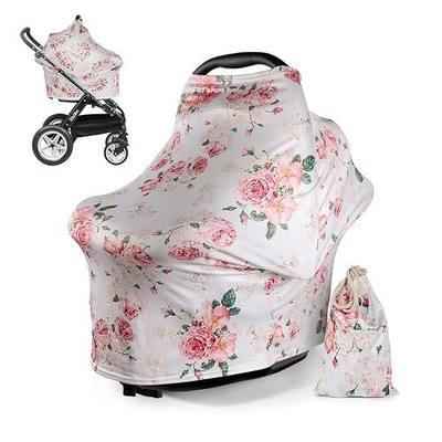 Nursing Cover for Breastfeeding Carseat Canopy - Car Seat Covers for Babies Scarf Feeding Coverage Baby Shower Gifts with Free Matching Pouch by DSYJ
