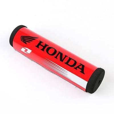 Short Red Pad & Black Text Soft Cushion High-Density Foam Crossbar Handlebar Protectors for ATVs Motorcycles Bikes (7.87in Long)