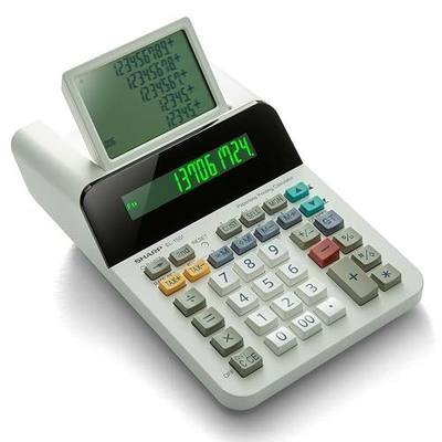 Sharp El-1501 Compact Cordless Paperless Large 12-Digit Display Desktop Printing Calculator that Utilizes Printing Calculator Logic
