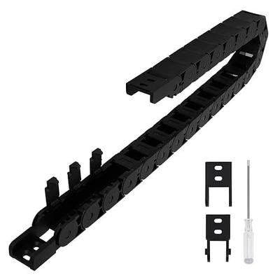 R28/38 15mm x 15mm(Inner H x Inner W) Black Plastic Cable Wire Carrier Drag Chain 1M Length for CNC, with End Connectors - Semi Enclosed Type (Inner Side openable)