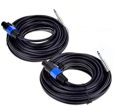 2Pack 25ft Speakon to 1/4" TS 12AWG Cable Twist Lock Pro DJ PA Speaker Cord