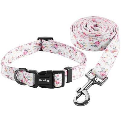 Ihoming Dog Collar and Leash Set for Extra Small Dogs & Cats, Up to 10 Lbs | Soft Splicing Design, Adjustable Durable Pet Collar Leash for Everyday Walks, Training, and Outdoor Activities