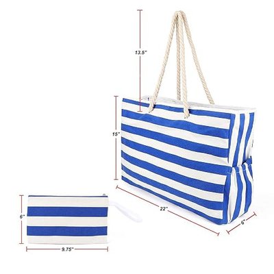 Beach Bag and Totes with Zipper, Extra Large Waterproof, Blue, Size No Size