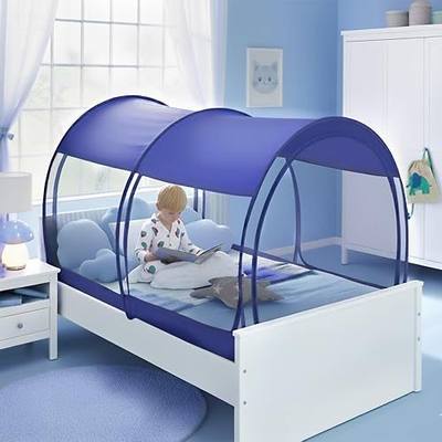 Alvantor® Mosquito Net Bed Canopy Tents Dream Privacy Space Twin Size Sleeping Tents Indoor Pop Up Portable Frame Breathable Cottage Blue (Mattress Not Included)