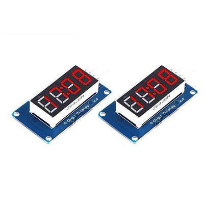 DEVMO 2PCS TM1637 4 Bits Digital Tube LED Display Module with Clock Display TM1637 Relay Board Compatible with Ar-duino