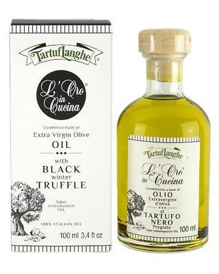 TartufLanghe L’Oro in Cucina Black Truffle Oil - EVOO Extra Virgin Olive Oil from Italy Infused with Real Black Winter Truffles, Gourmet Italian Food Product Made in Italy - 3.38 fl oz (Pack of 1)