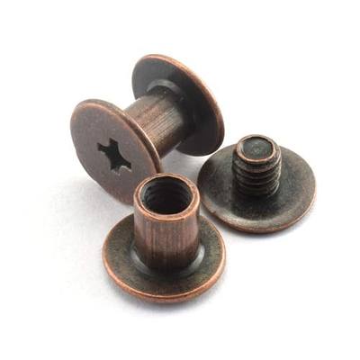 LQ Industrial 120sets Chicago Screw Cross Head Phillips Drive Binding Screws Rivet Book Binding DIY Leather Craft Assembly Bolt 5x6mm Red Bronze