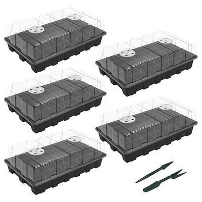 Gardzen 5-Set Seed Starter Tray Kits, Durable Plant Germination Trays with Humidity Vented Domes and Bases, Ideal for Seed Starting, Indoor Gardening, and Greenhouse (Total 200 Cells)