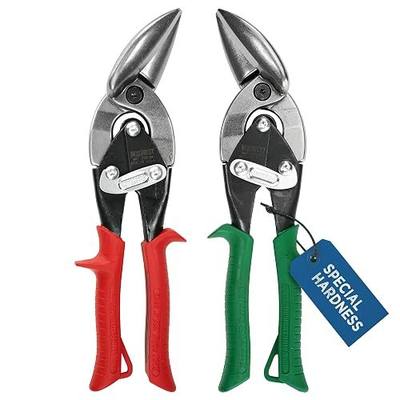 MIDWEST Special Hardness Aviation Snip, Left & Right Offset - MWT-SS6510C | Made in USA, Stainless Steel Cutting Shears, 2 Piece Offset Snip Set, Pinch-Thru-Point Cuts, Kush'N-Power Grips