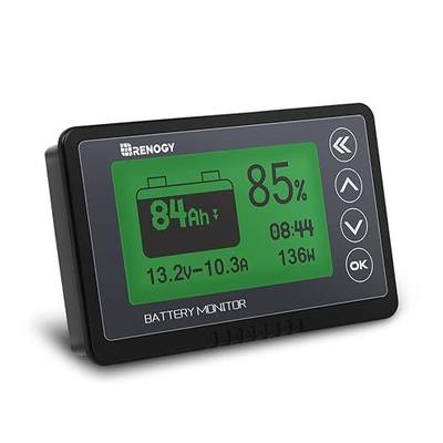 Renogy 500A Battery Monitor with Shunt, High and Low Voltage Programmable Alarm, Range 10V-120V up to 500A, 20ft Shielded Cable, Compatible 12V Lithium Sealed, Gel, Flooded Batteries,Black