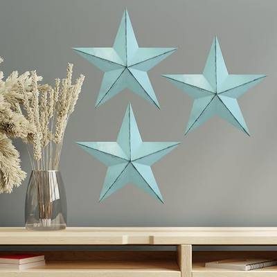 Bellaa 23578 Western Star Metal Wall Art Home Decor Outside or Inside Country Homes Farmhouse Texas Barn Ranch Cottage Lodge 3 Pcs 12 Inch Rustic Vintage
