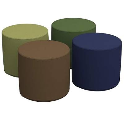 FDP SoftScape 18" Round Ottoman, Collaborative Soft Foam Flexible Seating, Kids' Furniture for Elementary Classrooms, Learning Centers or Home Youth 16" H, (4-Piece Set) - Earthtone