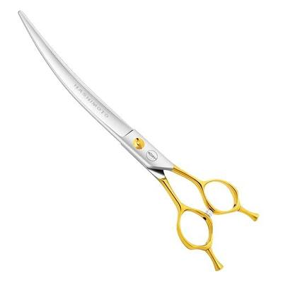 HASHIMOTO Curved Scissors for Large Dog Grooming, 8.0 inches. | Large Finger Holes, Smooth, Sharp, 440C Stainless Steel