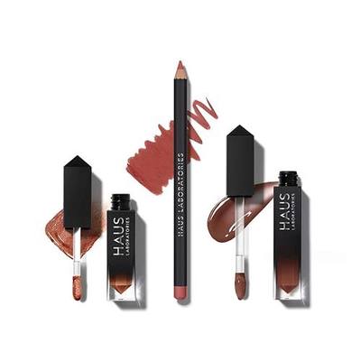 HAUS LABORATORIES By Lady Gaga: HAUS OF COLLECTIONS | Makeup Kit with Bag, Liquid Eyeshadow, Lip Liner Pencil, and Lip Gloss Available in 9 Sets, Vegan & Cruelty-Free | 3-Piece Value Set