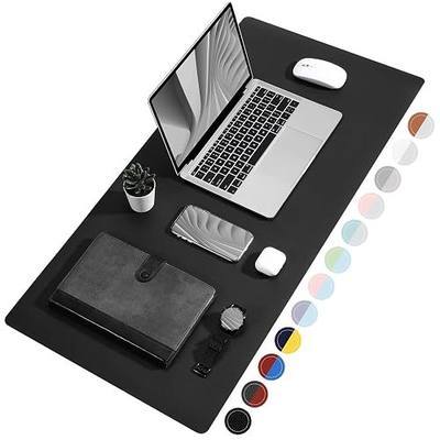 TOWWI Dual Sided Desk Pad, Large Desk Mat, Waterproof Desk Blotter Protector Mouse Pad, Leather Desk Pad Large for Keyboard and Mouse (32" x 16", Black)