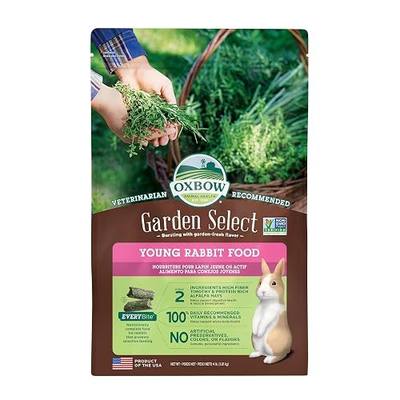 Oxbow Garden Select Young Rabbit Food, High-Fiber Rabbit Pellets, USA, 4 lb | Bunny Food for Young Rabbits, Made with High Fiber Alfalfa, Vitamins & Minerals, Uniform, Prevents Selective Feeding