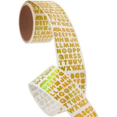 JILLSON & ROBERTS Bulk Roll Satin Mylar Alphabet Stickers, Gold Alphabets (50 Repeats)