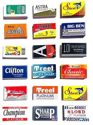 Astra-Derby-Shark-Lord-Treet-Sharp 100 Quality Double Edge Razor Blades Sampler (18 different brands)