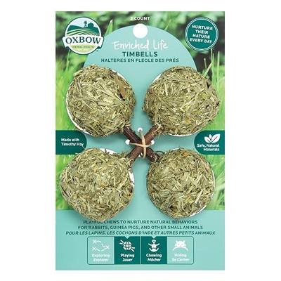 Oxbow Timbells, Rabbit Toys & Guinea Pig Chew Toys, Timothy Hay Bunny Chew | Natural Timothy Hay Chew Toys For Rabbits, Guinea Pigs, Hamsters, Chinchillas & Rats, Cage Enrichment, Supports Dental Health