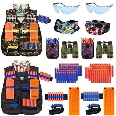 2 Pack Kids Tactical Vest Kit for Nerf Guns Game N-Strike Elite Series Wars with Refill Darts, Reload Clips, Dart Pouch, Tactical Mask, Wrist Band and Protective Glasses for Boys ,Girls