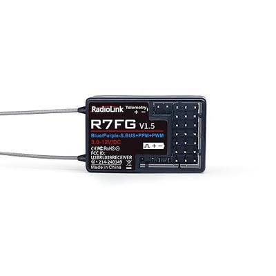 Radiolink R7FG 7-Channel Water-Splash Proof RC Gyro Receiver for RC Crawler | 2.4G Voltage Telemetry RX for RC Crawler Drifting Car, Boat, Bind with Radio Controller RC8P/RC8X/RC4GS V3/RC6GS V3/T8S/T8FB