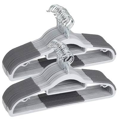 OIKA Plastic Clothes Hangers 50 Pack, Non Slip Slim Closet Hangers with 360° Swivel Hooks, 0.2 Inch Space Saving Heavy Duty Coat Hangers for Shirts, Pants, Suits, Dresses and Sweaters, Gray