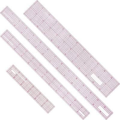 Pelopy 4 Pieces Clear Plastic Ruler Grid Transparent Ruler Plastic Straight Measuring Tool Set for Back to School Clothes Design Sewing(6, 12, 15 Inches, B50 B60 B70 B-80)