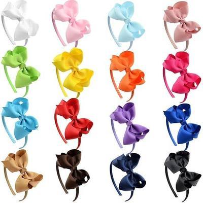 DED 16 Pcs Hair Bows Plastic Hair Headband for Baby Girls Kids Teens | Grosgrain Ribbon, No Damage, Non Slip, Hair Hoops, Hair Accessories for Birthday