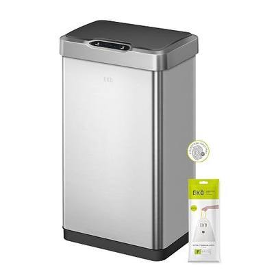 EKO Mirage-T 50 Liter / 13.2 Gallon Touchless Rectangular Motion Sensor Trash Can or Recycling Bin, Brushed Stainless Steel Finish