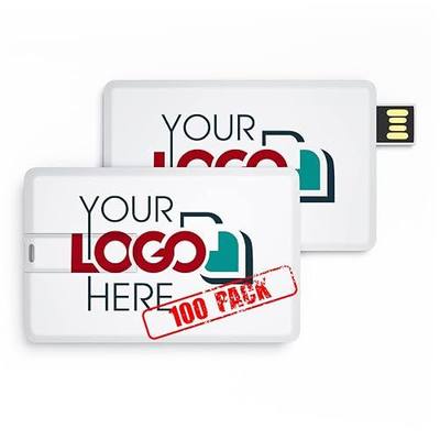Custom Credit Card USB Flash Drive 128MB Imprinted with Your Logo - as Promotional Gift - Bulk - Customizable 100 Pack