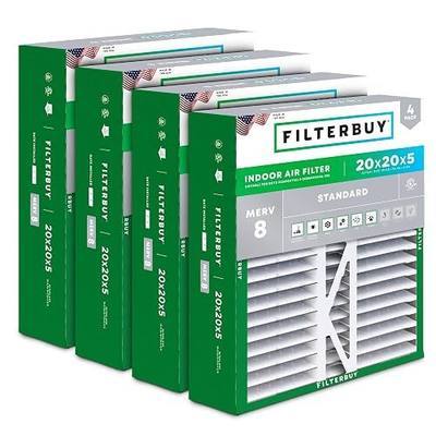 Filterbuy 20x20x5 Air Filter MERV 8 Dust & Allergy Defense (4-Pack) | Pleated HVAC AC Furnace Replacement for Honeywell FC100A1011, Lennox X0585 & More (Actual Size: 19.63 x 19.88 x 4.38)