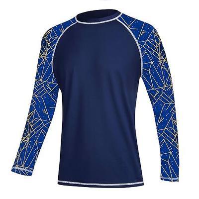 Long Sleeve Swim Shirts for Men Quick Drying Mens Rashguard Athletic Tee Shirt Swimwear UPF 50+