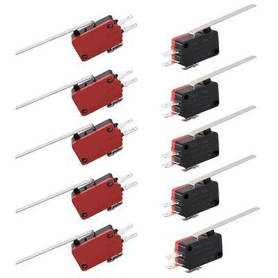 Micro Limit Switch Blade Momentary Long Straight Hinge Lever Arm SPDT Snap Action Cherry Switch LOT for Arduino 250V 16A V-153-1C25 Pack of 10