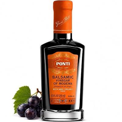 Balsamic Vinegar of Modena, Rich & Creamy - Salads & Ice Cream - 8.5 Fl Oz | Ponti, Italy – Drizzle for Meats, Marinades, Risotto, Cheese & Cocktails – Family Recipe, Oak-Aged Longer, Grape Must