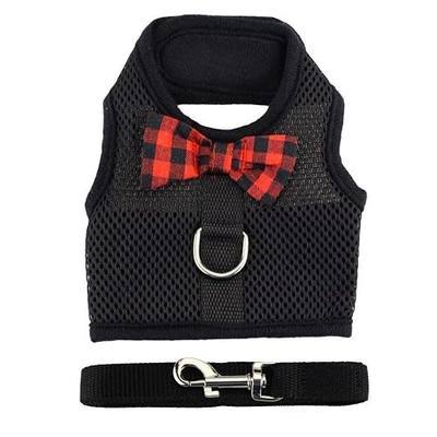 Rabbit Harness with Leash Adjustable Soft Mesh Vest Harness for Bunny Kitten Guinea Pig Rat (S, Black)
