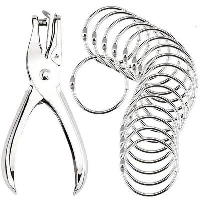30 Pcs Book Rings 1.5 inch Nickel Plated Steel Binder Circles with Hole Puncher