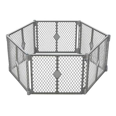 MyPet Petyard: 5.5 Ft. Wide Customizable Folding Dog Playpen Indoor/Outdoor. Made in USA. 6-Panel Puppy Playpen. Freestanding Play Pen Dog Gate 26" Tall, Fieldstone