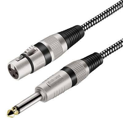 XLR Female to 1/4 Inch TS Cable 3 FT, Nylong Braided XLR 3 Pin Female to 6.35mm TS Male Unbalanced Interconnect Wire Mic Cord for Dynamic Microphone (Pure Copper Conductors)