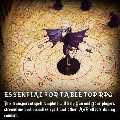 CZYY DND AOE Spell Template, Acrylic Area Damage Effect Marker | Measures Radius, Cube, Cone, Erasable, Gift Box Included, Gaming Accessories, Tools for Dungeons and Dragons & Tabletop RPG