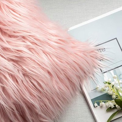 Ashler Decorative Throw Pillow Covers, Luxury Fluffy Faux Fur Pillowcases Soft Cushion Covers, Pack of 2 for Sofa Bedroom and car, 18 x 18 inches, Pink