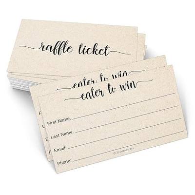 321Done Raffle Tickets & Entry Form Cards - Set of 50, 3.5x2 Tan, Collect Name, Phone, Email - Blank Custom Raffle Tickets for Contests & Drawings, Made in USA