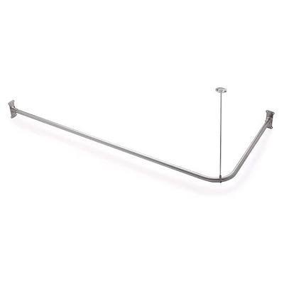 Naiture Stainless Steel 60" x 30" Corner Shower Curtain Rod, Brushed Nickel | Includes 36" Ceiling Support and Mounting Hardware, Cut to Fit, Permanent Wall Mount, L Shape Seamless Rod When Connected