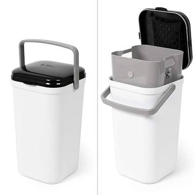 PetFusion Portable Cat Litter Disposal; Innovative Dog Poop Trash Can with Locking Handle, included Deodorizer; Built-in Poop Bag Holder; With 10 Waste Bags; White and Black