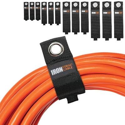 Iron Forge Cable Extension Cord Wrap Organizer, 12 Pack Storage Straps | Multi-Pack, 3 small, 3 medium, 3 large, and 3 XL, Hanger Wraps for Power Cables, Hoses, Ropes, and More