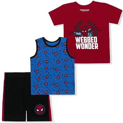 Marvel Boys 3PC Shirts and Short Set with Avengers Superheroes