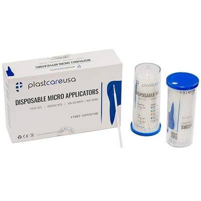 400 Superfine Micro Applicator Brushes - Disposable Dental Microbrushes with Bendable Tip - Microswabs for Eyelash Extensions - Microbrush Applicator Sticks with Cotton Tip (White, 4 Tubes of 100) | Bendable Precision Tip